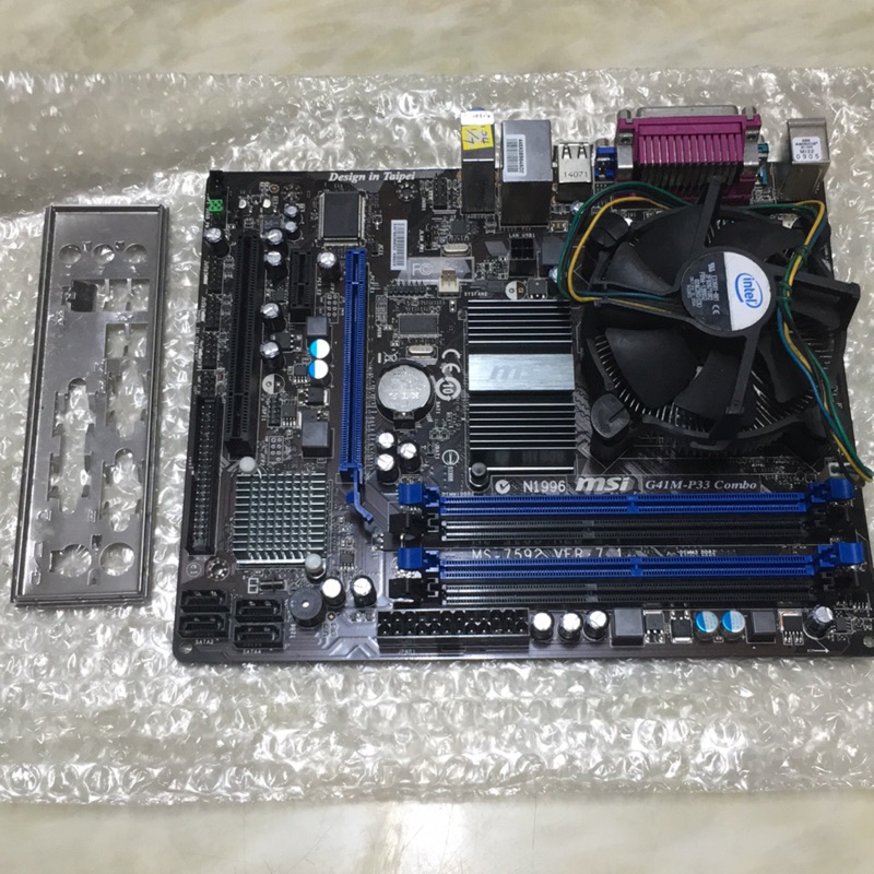 二手主機板msi G41-P33 Combo ，測試良品，含檔板和CPU Q8400，只賣1000元