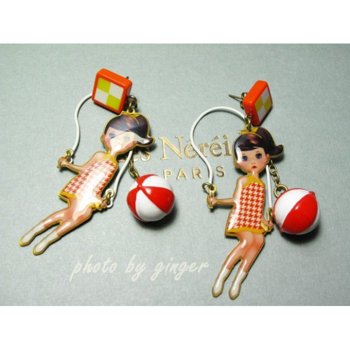 【ginger】Les Nereides N2 (現貨)立體球球俏皮可愛跳繩娃娃耳環