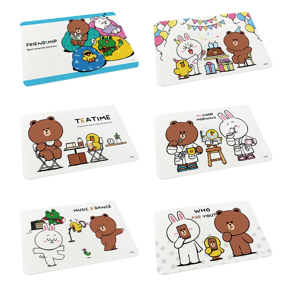 LINE FRIENDS 熊大 兔兔 珪藻土地墊60x39 硅藻土腳踏墊 防潮【5ip8】LN0053