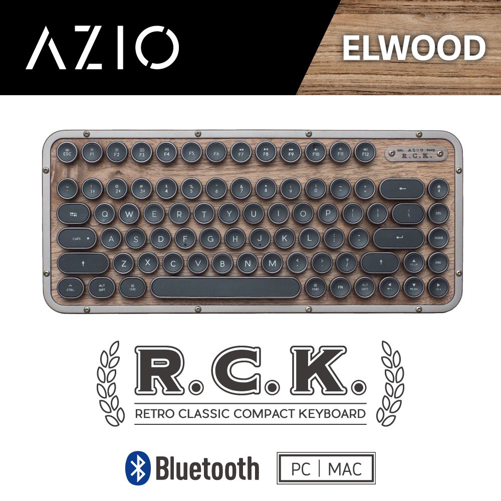 AZIO RETRO R.C.K. 藍牙 核桃木 復古鍵盤 原廠認證