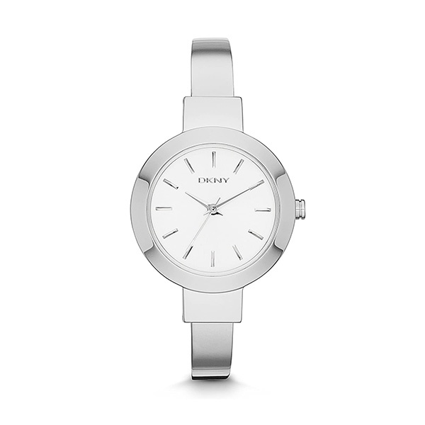 【DKNY】Ladies紐約名媛晶鑽手鐲腕錶-大方銀/NY2345/台灣總代理公司貨享二年保固