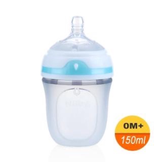 美國 Nuby Comfort 寬口徑防脹氣矽膠奶瓶 150ml(附慢流量奶嘴-圓孔