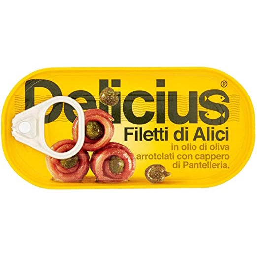 🐠意大利 Delicius 橄欖油漬酸豆鯷魚卷罐頭 Rolled Anchovy Fillets with Capers