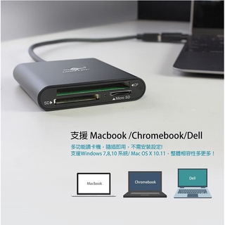 【Vantec 凡達克】VLink USB 3.0 多功能TypeA+Type-C轉接頭讀卡機(UGT-CR970-BK