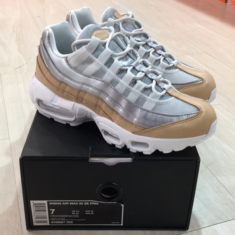 {Moli}NIKE W AIR MAX 95 SE PRM 卡其 銀白 女鞋 皮革 氣墊 慢跑鞋 AH8697-002