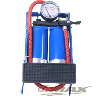 鐵馬行台製雙管打氣筒+4件式充氣組-藍色