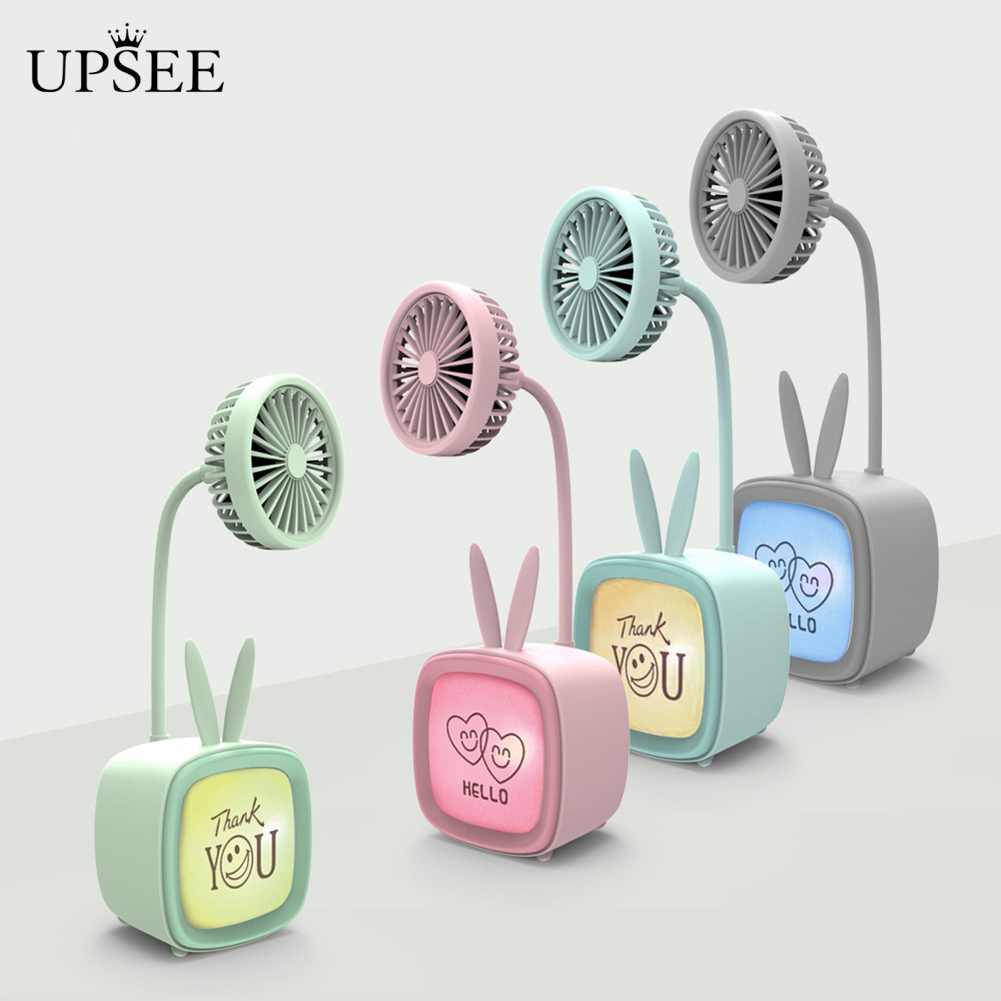 友達汽配批發免運電視機兒童玩具七彩燈光桌面立體迷你風扇usb充電便攜式小風扇 蝦皮購物