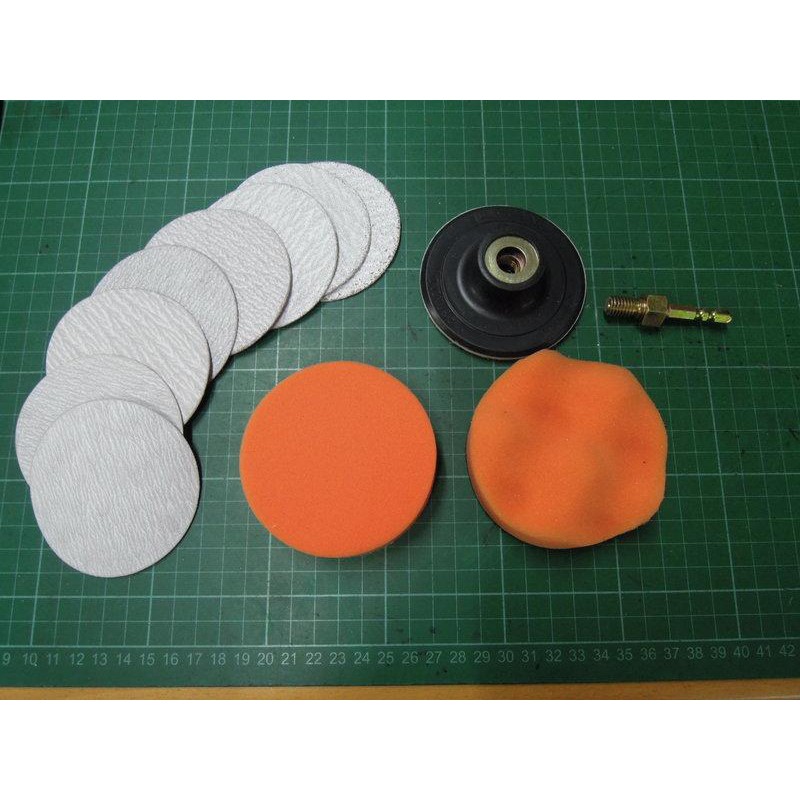 (簡易型3吋打蠟海綿12件組)充電電鑽可變成打蠟機-與砂紙機-適用於小電鑽-機車打蠟 - 腳踏車打蠟