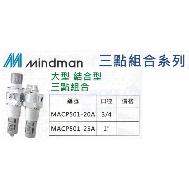 Mindman 大型結合型 三點組合 MACP501-20A/MACP501-25A
