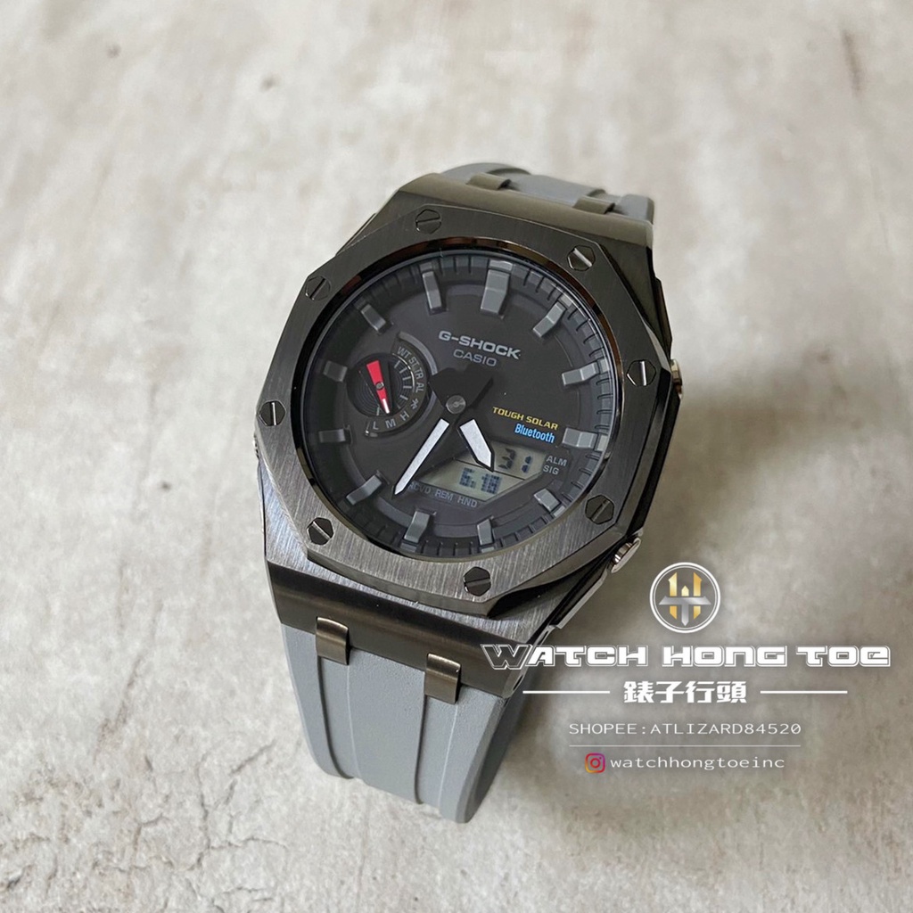 []錶子$行頭[] G-SHOCK "改裝成品" 農家橡樹離岸型 太陽能電力 深槍灰殼 灰膠帶 GA-B2100-1A