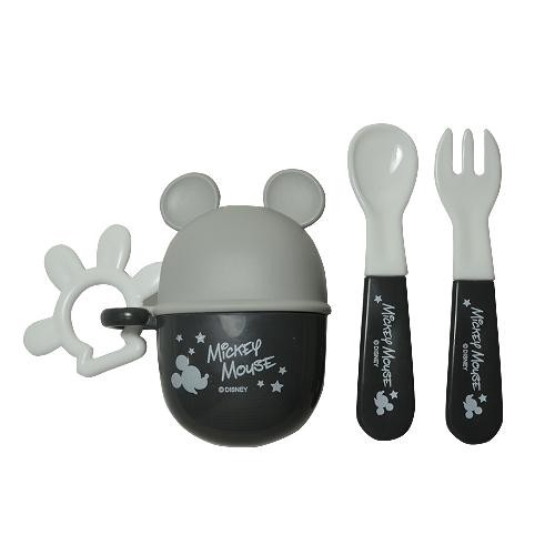 迪士尼 Disney  米奇組裝式湯匙&叉子收納罐(圓盒)-灰