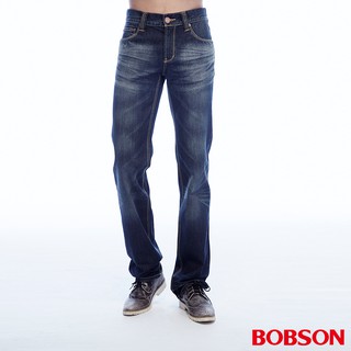 BOBSON 男款貓鬚刷白直筒褲褲(1785-52)