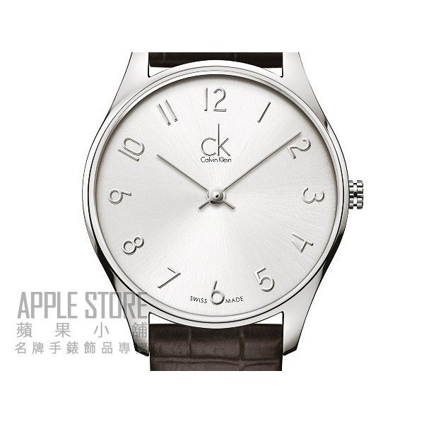 【蘋果小舖】CK Calvin Klein Classic 凱文克萊超薄皮帶錶-數字白咖啡錶帶#K4D211G6