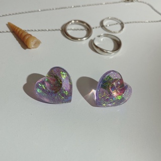 Bling Bling紫色愛心耳環