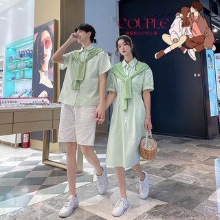 【COUPLE】2022夏季🔥🔥氣質襯衫情侶裝學院風你衣我裙學生畢業照班服套裝