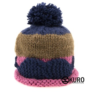 KURO-SHOP潮流風格 粉紅 咖啡 藍 翹鬍子 球球 針織帽