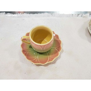 變化釉 蓮花-粉 咖啡杯 杯盤組 變色釉 花茶杯 杯子 馬克杯 茶杯 盤子 臺灣製 陶瓷 可用 微波爐 電鍋