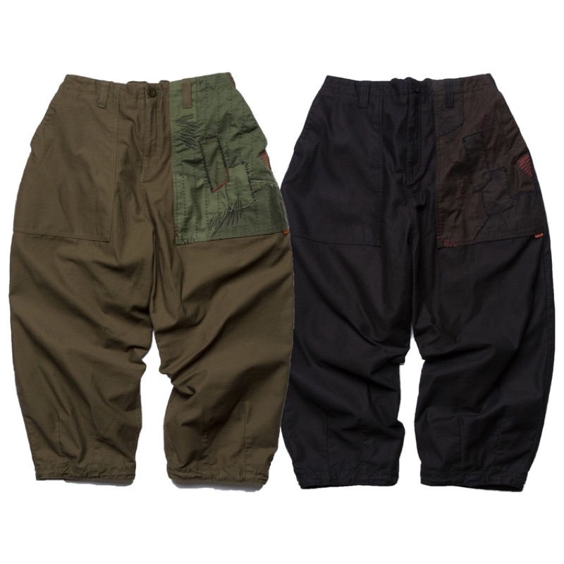 轉賣全新 軍綠 GOOPix SYNDRO BORO PATCHWORK POCKET TAPERED PANTS