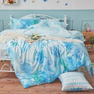 戀家小舖 台灣製床包 雙人床包 薄被套 床單 織花藍 100%精梳棉 床包被套組 含枕套 60支精梳棉