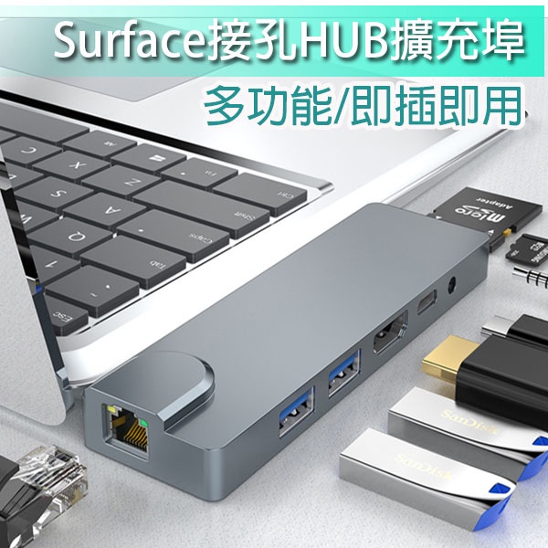 現貨 微軟 Surface  Laptop 3 4 5 Laptop go 1 2 HUB 擴充埠 轉接頭 讀卡機 音源