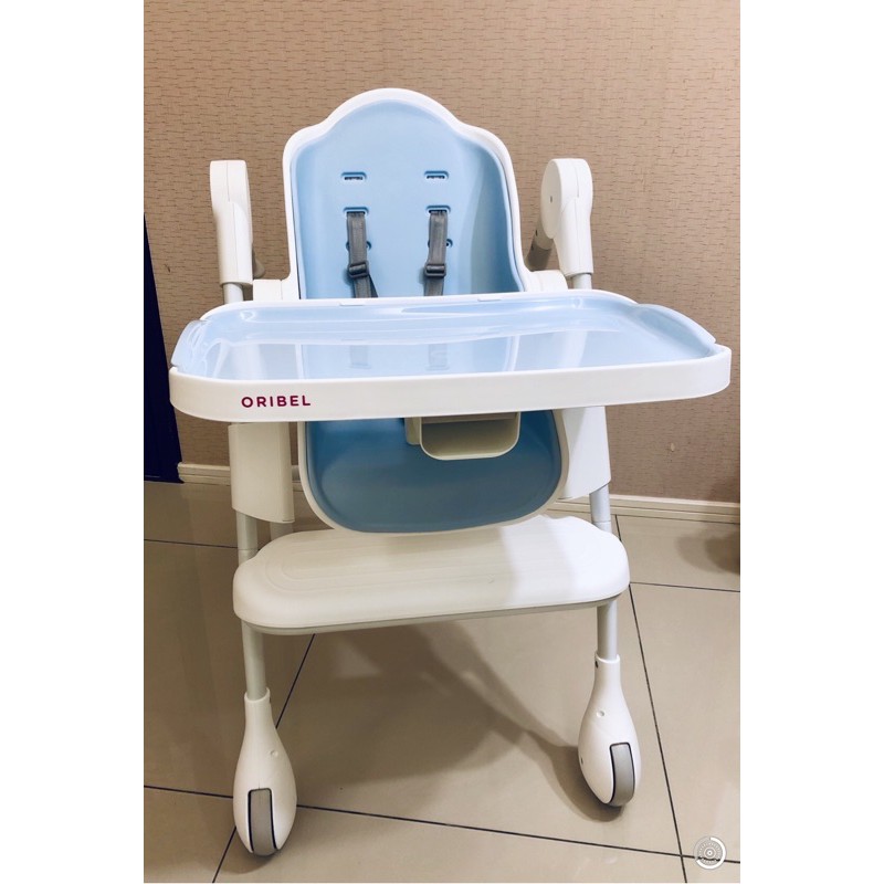 【九成新 二手】新加坡Oribel 成長型多功能高腳餐椅-棉花糖藍