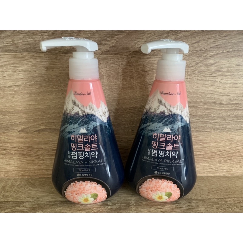 韓國LG喜馬拉雅玫瑰水晶鹽按壓式液態牙膏清幽花香