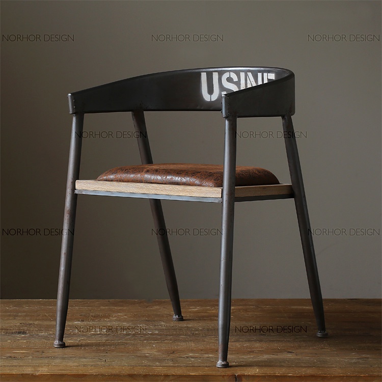 金悅瑪*美式復古鐵藝實木餐椅靠背辦公椅休閑咖啡廳椅酒店沙發椅子電腦椅