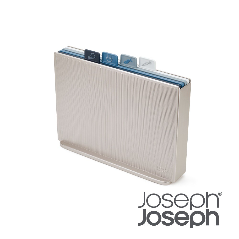 英國Joseph Joseph 檔案夾止滑砧板組-雙面附凹槽(大天空藍)