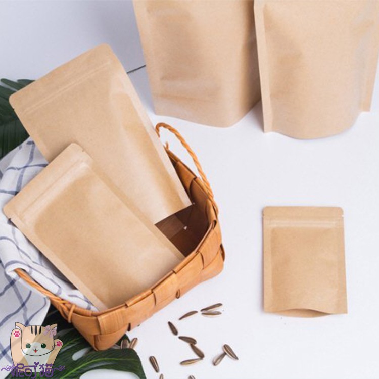 台灣製 有單向透氣閥 加厚 0.5磅/半磅牛皮夾鏈袋│1磅牛皮紙袋 可密封食品、茶葉花茶、咖啡豆包裝袋 站立袋【妮可貓】