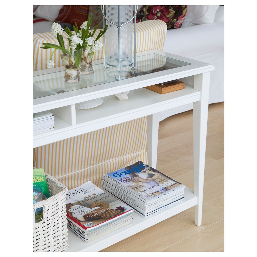 北歐風格IKEA宜家LIATORP玄關展示桌原木櫃邊桌玄關桌收納櫃邊櫃玻璃櫃/白色/二手八成新/原$6490特$3800