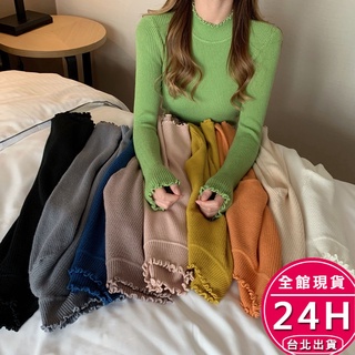 【梨卡】隔日到貨 女裝 針織上衣 長袖 毛衣 針織衫 內搭 打底衣 半高領 紅色 毛線衣 BR1580【現貨24H】
