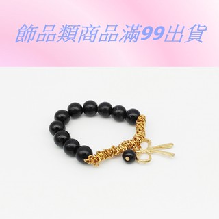 韓版現貨淑女珍珠蝴蝶結手鍊 黑珠金蝴蝶.