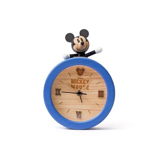 【米奇】原木鬧鐘 不倒翁桌鐘．迪士尼Disney 米老鼠鬧鐘