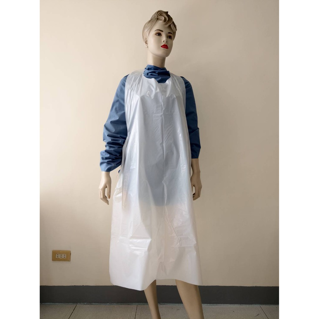 PE 拋棄式 白色 藍色 塑料圍裙 可當隔離第一層 一包10件 一件10元 經濟實惠