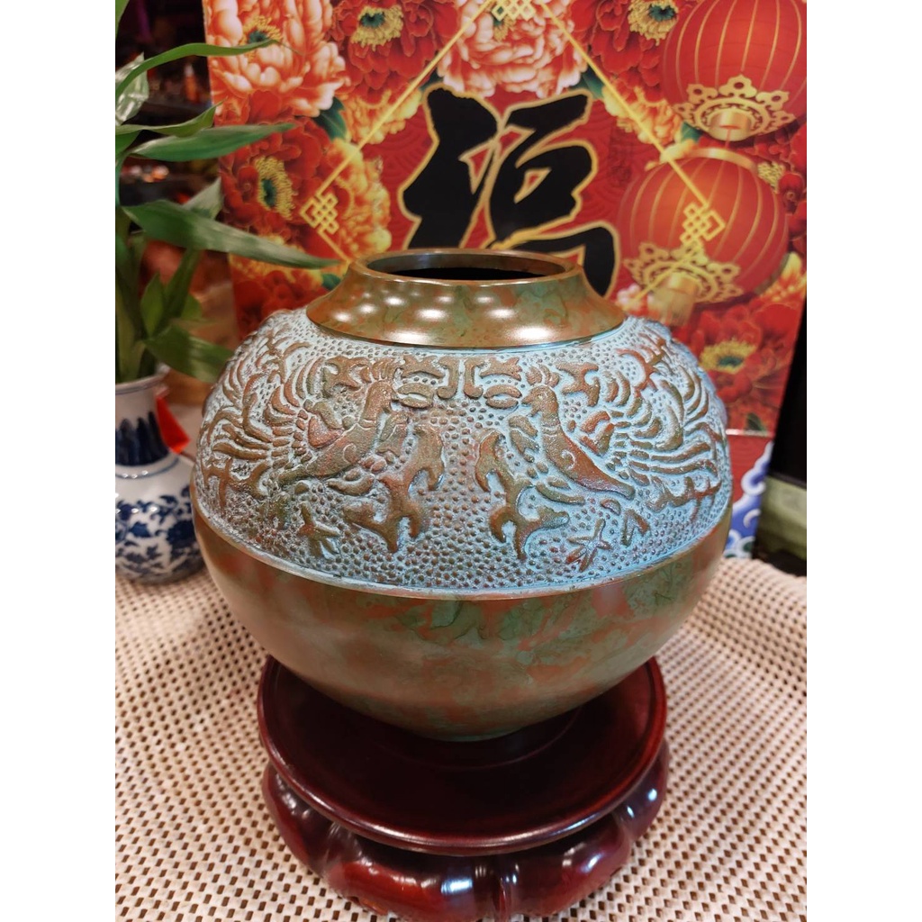 楽天カード分割】 激安❣️ 中国 日本 花瓶 骨董 年代品 青銅器金彩