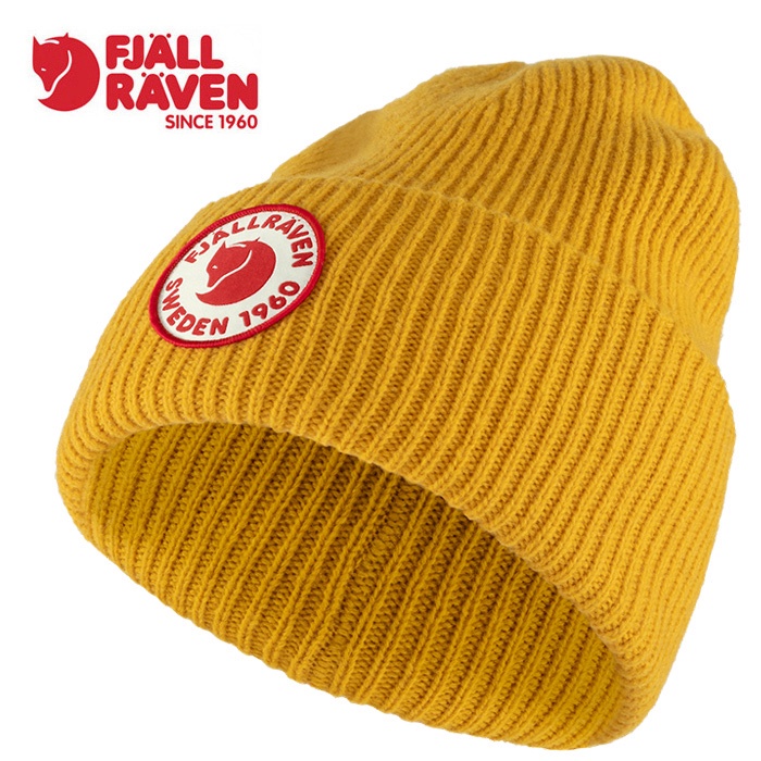 Fjallraven小狐狸 瑞典 1960 Logo Hat 保暖帽 毛帽 針織帽 黃色 (78142-161) 九成新