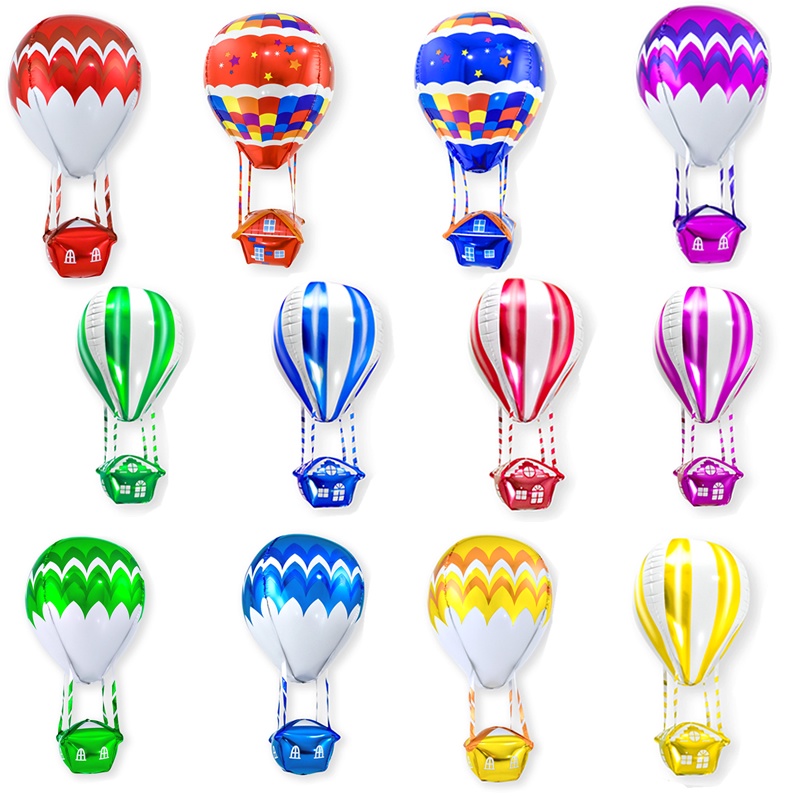 新款4D熱氣球造型兒童生日派對裝飾鋁膜氣球活動節慶佈置