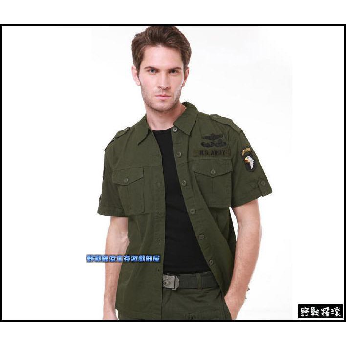 【野戰搖滾-生存遊戲部屋】美軍101空降師短袖戰術襯衫【軍綠色】短袖襯衫 短袖戰術上衣