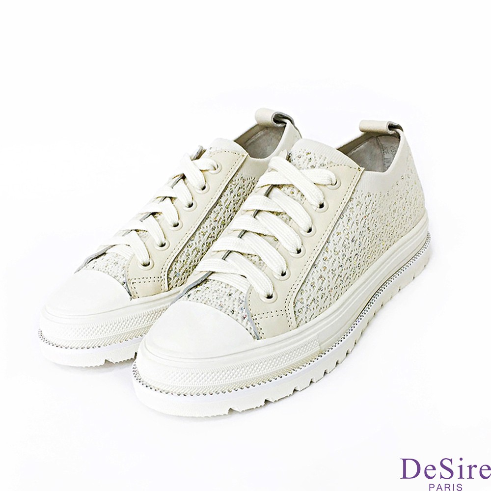 【DeSire】鑽飾針織厚底休閒鞋-米(0337201-91)