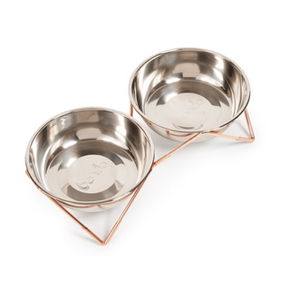 Bendo 好潮雙狗碗 毛小孩 寵物碗 寵物碗架 雙口碗 紅銅架+不鏽鋼碗