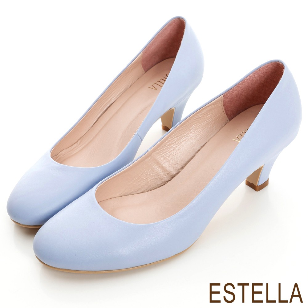 ESTELLA-MIT台灣製小羊皮靜音低跟鞋-紫