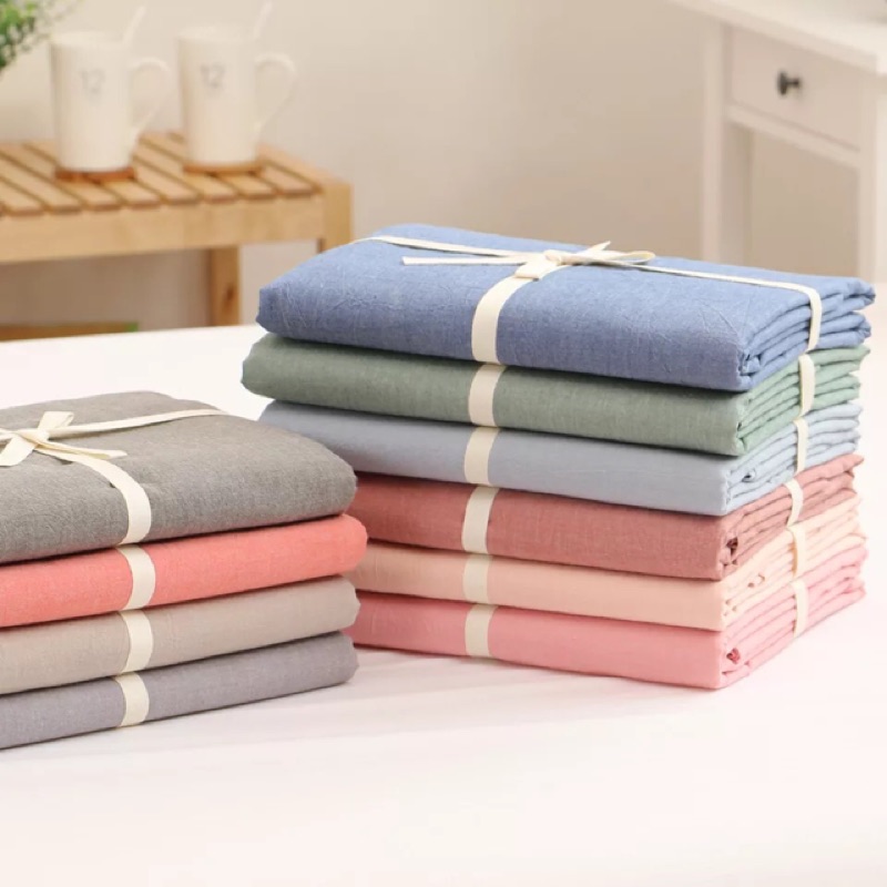 可訂製/單賣床包枕套/無印日式水洗棉床包 ikea床墊尺寸 床單 素色 白色 灰色 粉色 純棉 單人床包 雙人床包 加大
