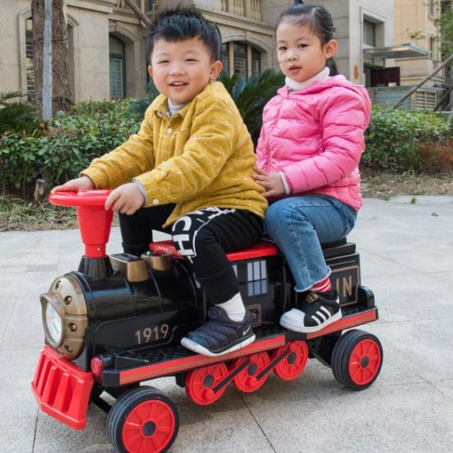 【台灣保固一年】兒童電動車 復古小火車 (含第二節動力車廂) 兒童騎乘類玩具 兒童超跑 Baby嘟嘟房實體店面