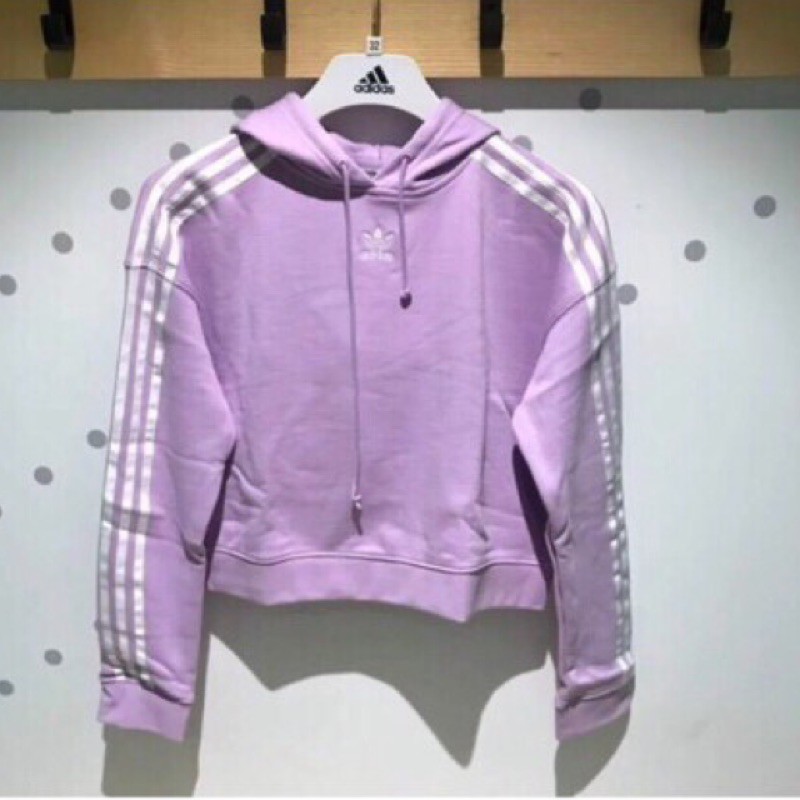ADIDAS ORIGINALS 紫色粉紫丁香紫短版休閒帽T 連帽DX2158 全新34 訂價2290 | 蝦皮購物