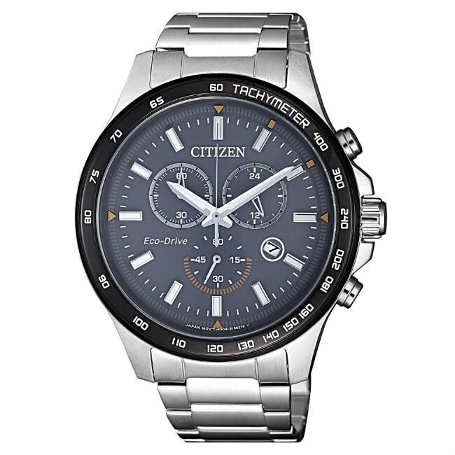 CITIZEN 星辰錶 AT2424-82H 運動風三眼計時光動能腕錶 /灰色面 42.5mm