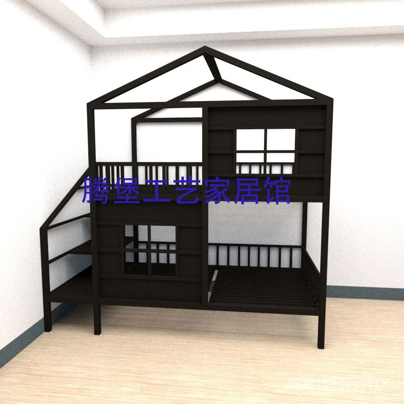 靚貨免運 簡約北歐鐵藝鐵藝床秘密基地木屋造型鐵床親子床落地床拼裝組裝家具 蝦皮購物