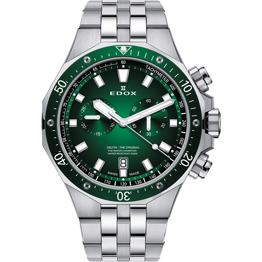 【高雄時光鐘錶】EDOX 伊度 E10109.3VM.VIN Delfin 水上冠軍潛水計時手錶 200米 潛水錶手錶