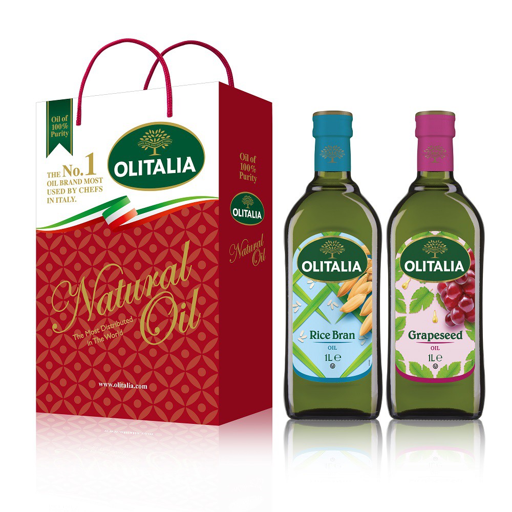 奧利塔健康油品禮盒(葡萄籽油1L+玄米油1L)