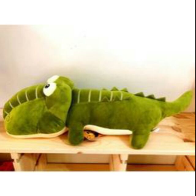 【現貨】9吋可愛的超柔軟氨綸布趴姿的鱷魚 雙心鱷魚絨毛娃娃吊飾--約22公分