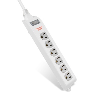 群加 PowerSync 3P 1開6插防雷擊延長線(固定掛孔)-白色 TS6WW118